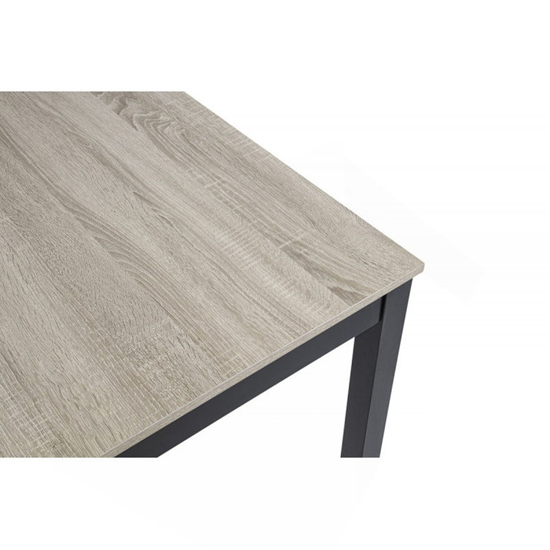 Ensemble de salle à manger noir / naturel en bois 5 pièces, table de salle à manger 48 pouces avec chaises d'appoint rembourrées en tissu gris 4 pièces, ensemble de salle à manger moderne