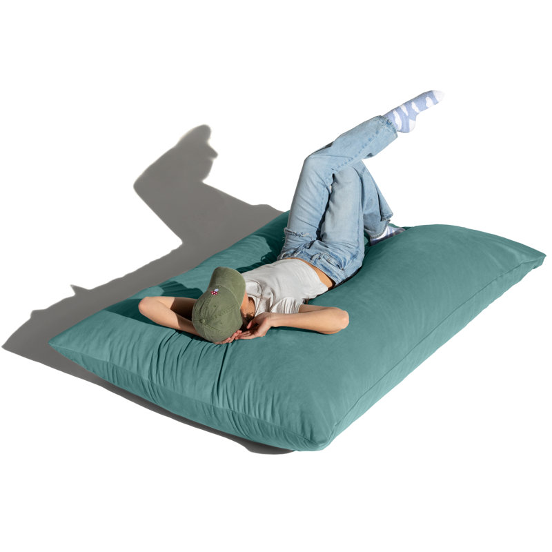 Méridienne avec coussin Wood, Velours bleu