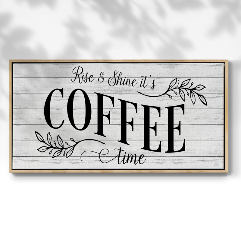 «Coffee Time» - Toile tendue avec châssis encadré - Prêt à être accroché, Naturel, H 21 po x l 41 po