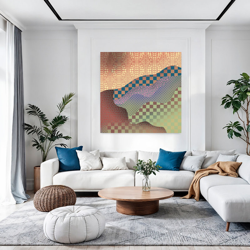 Art contemporain abstrait coloré, H 48 po x l 48 po