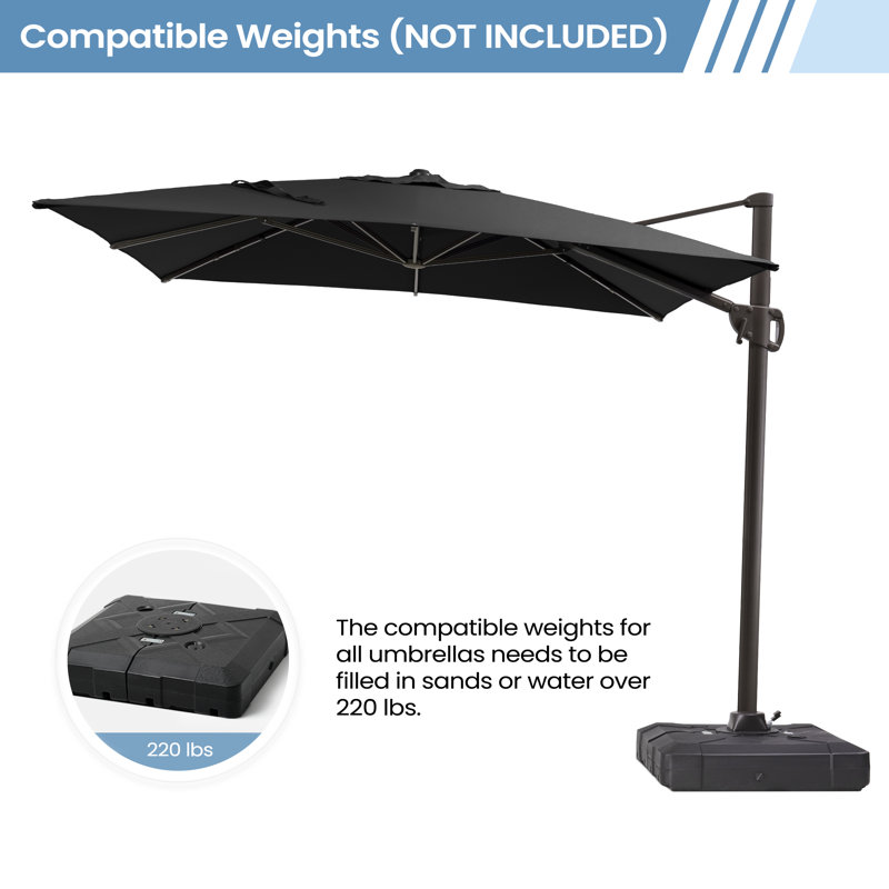 Parasol en porte-à-faux 11 pi x 9 pi Cowie sans base lestée Cowie, Noir