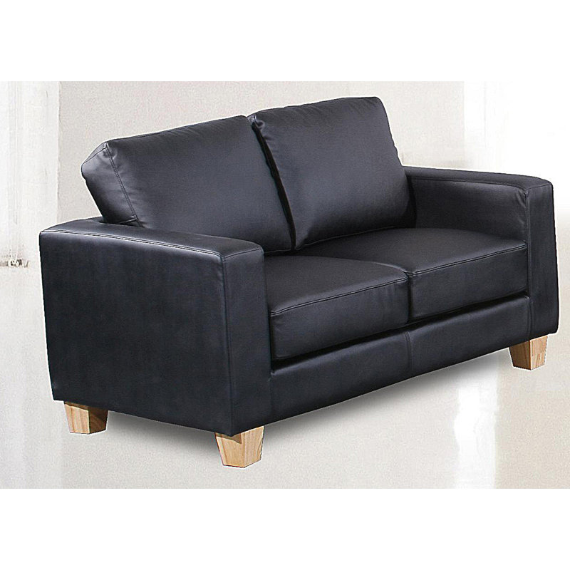 Peyton Faux Leather Loveseat, Black