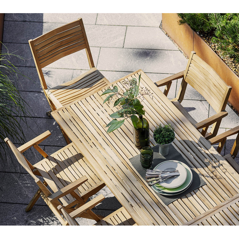 Teak Folding Outdoor Dining Table with Slatted Design