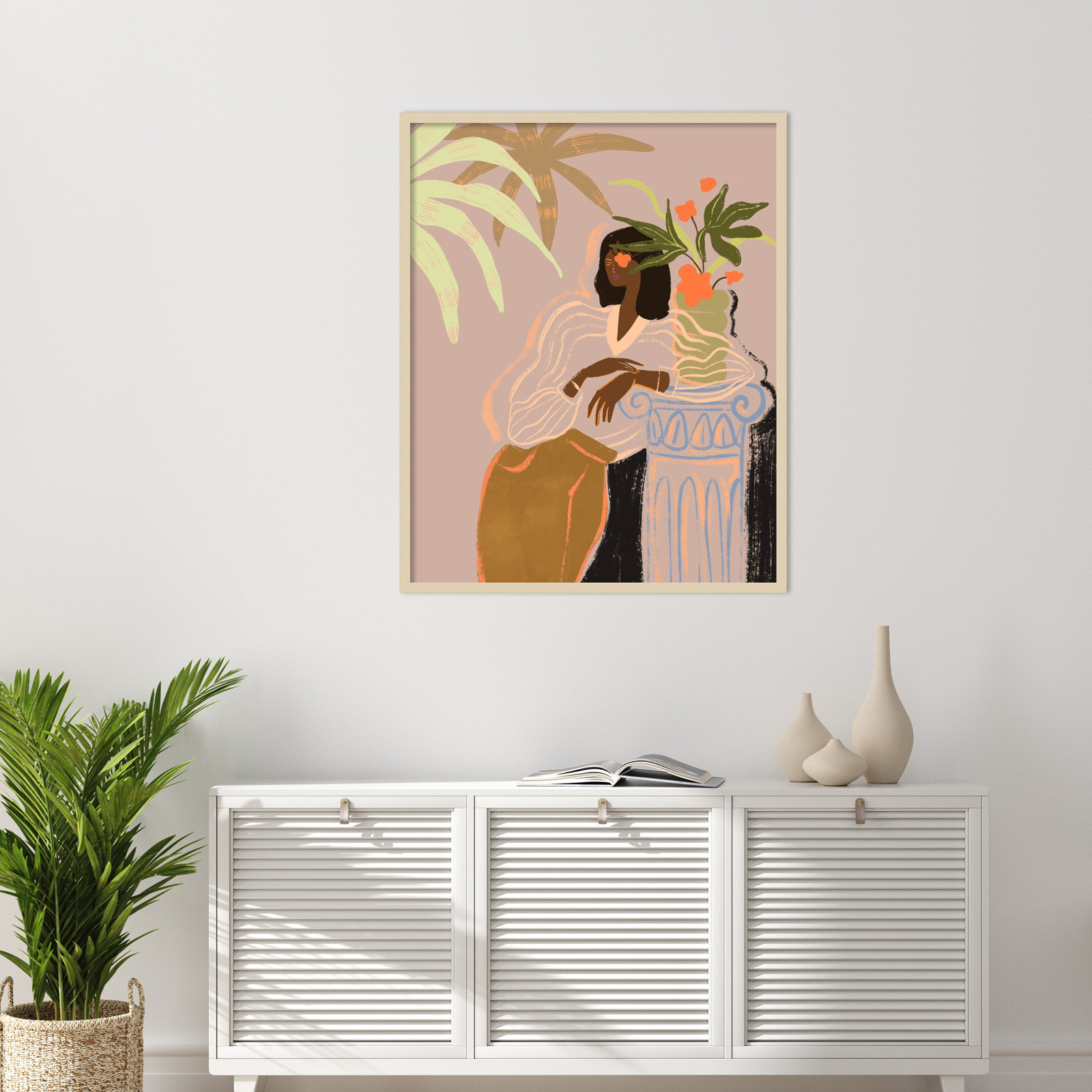 Prudence "Lady in Waiting" Print, Brown, 41" H x 33" W