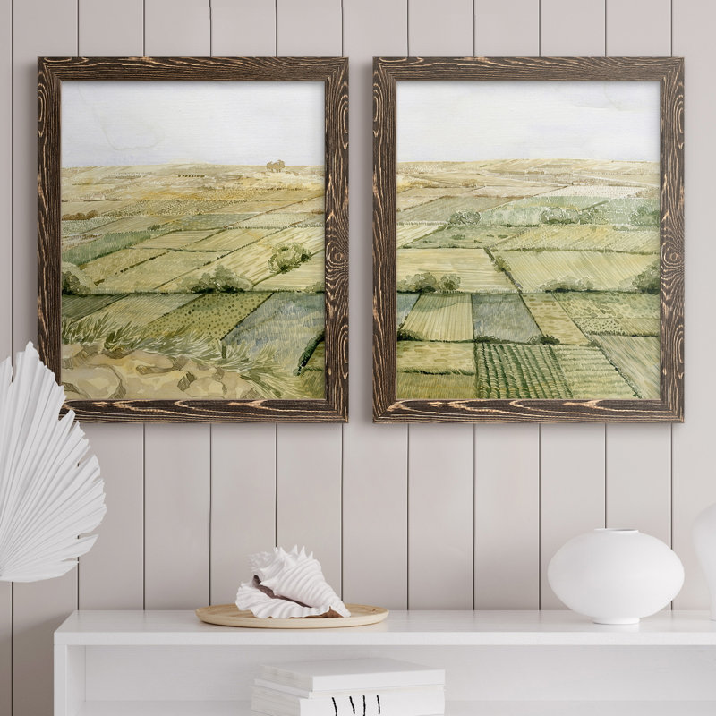 Toile encadrée Flatlands IPremium - prête à être accrochée, H 24 po x l 36 po x P 1,5 po, Toile avec cadre en noyer