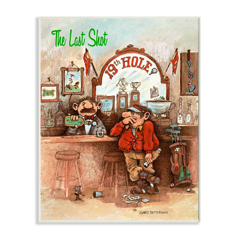 «The Last Shot Funny Golf Dessin Sports Design» par Gary Patterson - reproduction de dessin, H 19 po x l 13 po