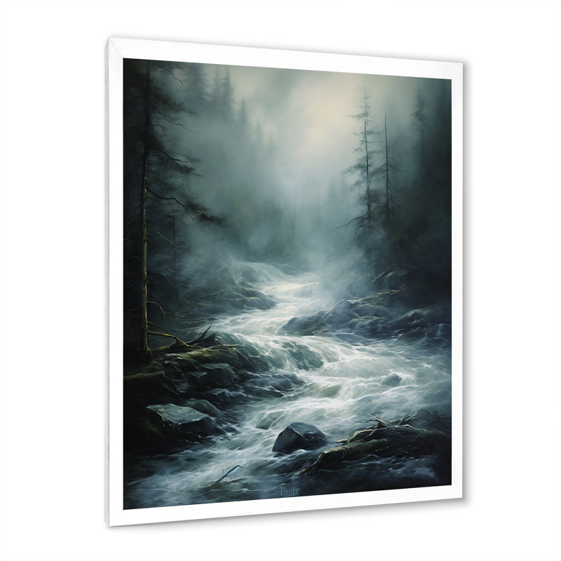 «Baese Storm Misty Torrent», reproduction sur toile, H 40 po x l 30 po x P 1,5 po, Cadre photo blanc