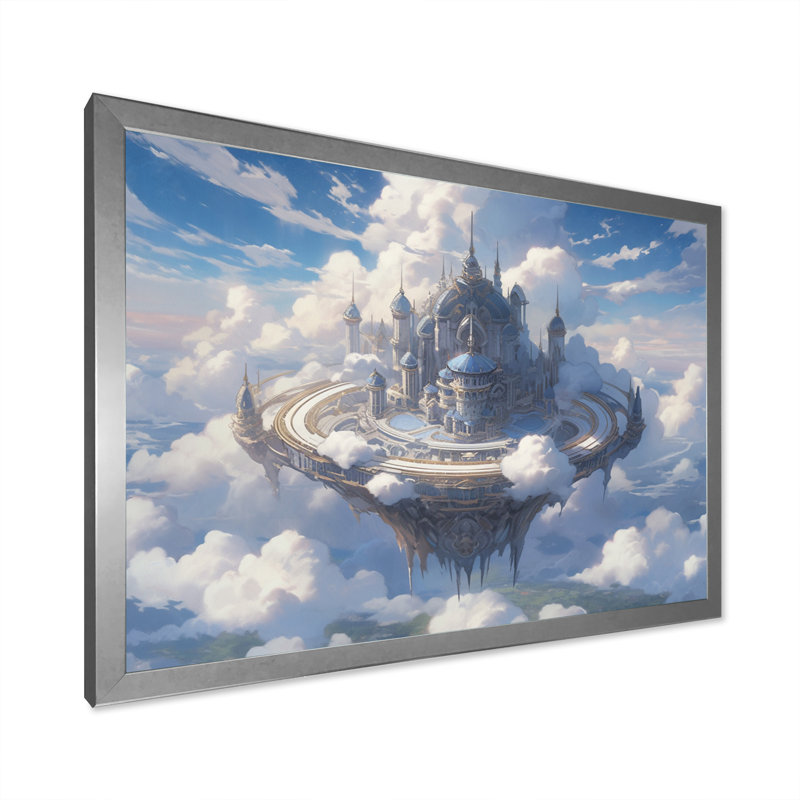 Château dans les nuages II sur toile, H 12 po x l 20 po x P 1 po, Cadre simple argenté