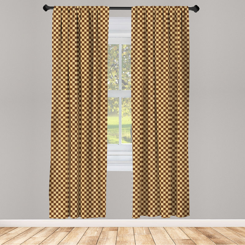 Checkered Semi-Sheer Rod Pocket Curtain Panels, 28" x 95"