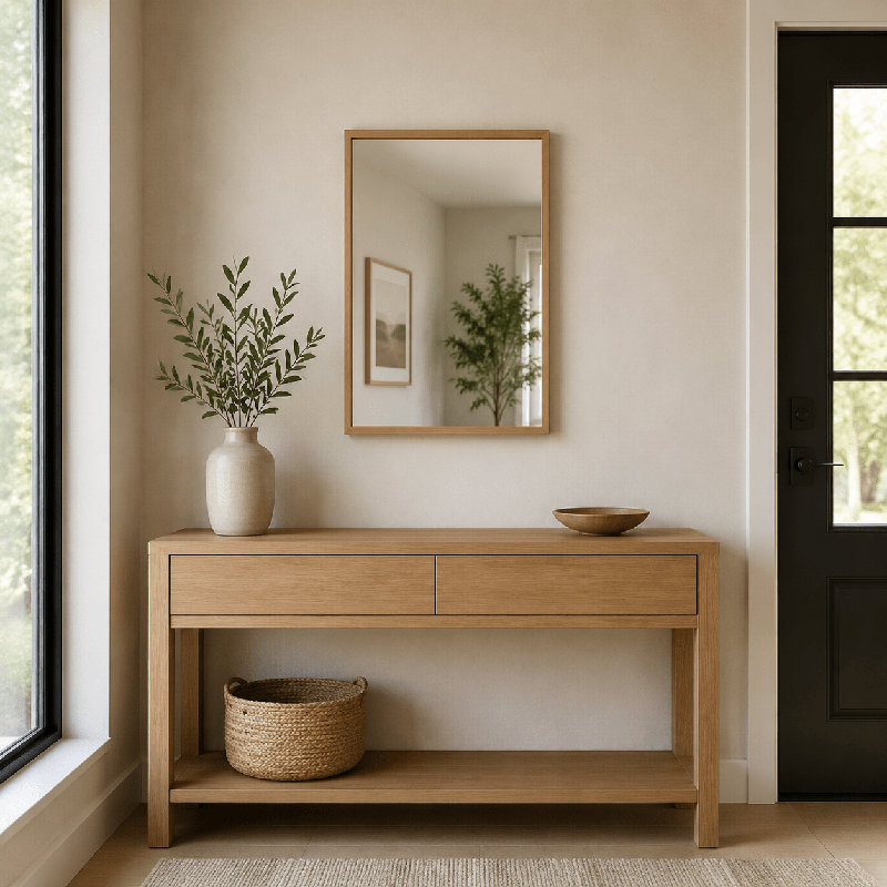 Miroir d'art mural encadré en chêne naturel - 11,75 po x 15,75 po (30 x 40 cm), 11,75 po x 15,75 po (30 x 40 cm)