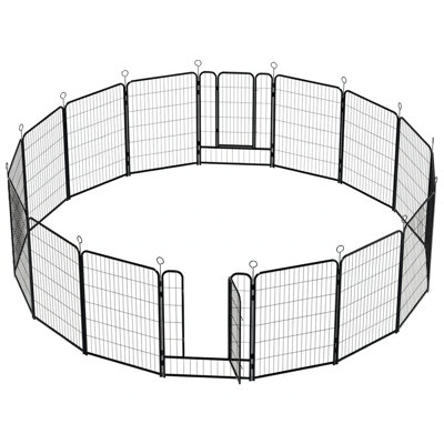 40 Inch Heavy Duty Metal Dog Playpen 16 Panels, Rust-Resistant Outdoor & Indoor Exercise Pen, Foldable Pet Fence Enclosure with Safety Latch