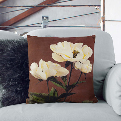 Peony Flowers by Kazumasa Ogawa DBL Cushion with Filling
