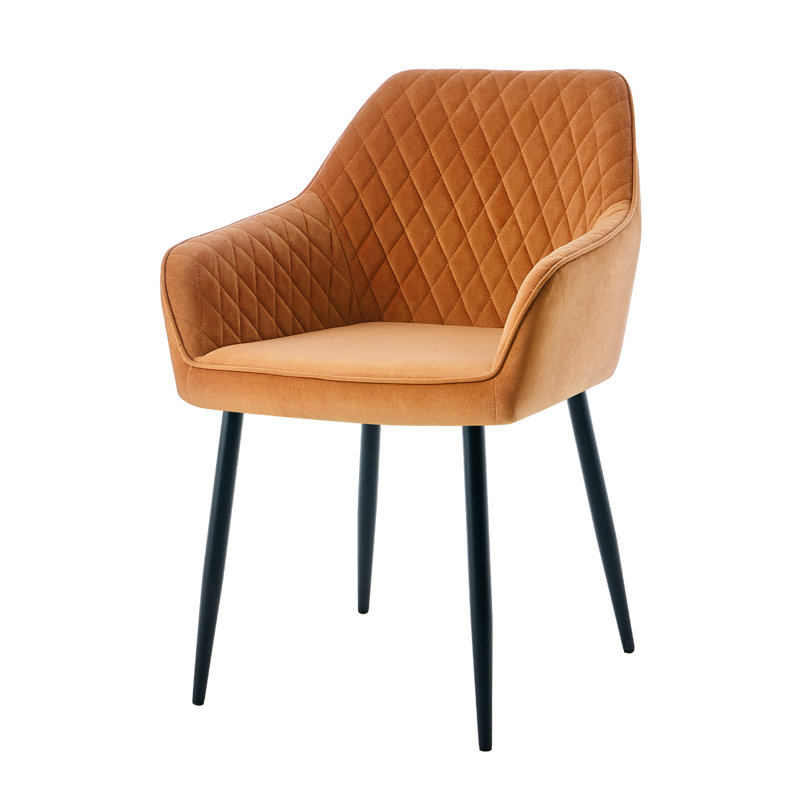Modern 150Cm Effect Dining Table With 6 Luxury Velvet Chair With Arm, Orange