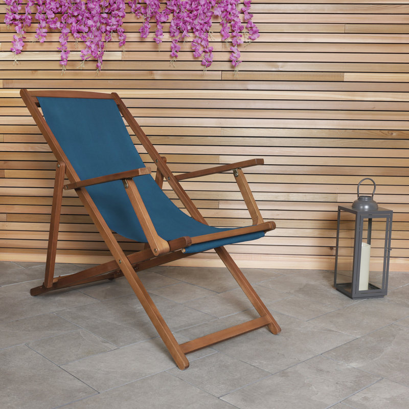 Hartz Reclining and Folding Deck Chair, Blue