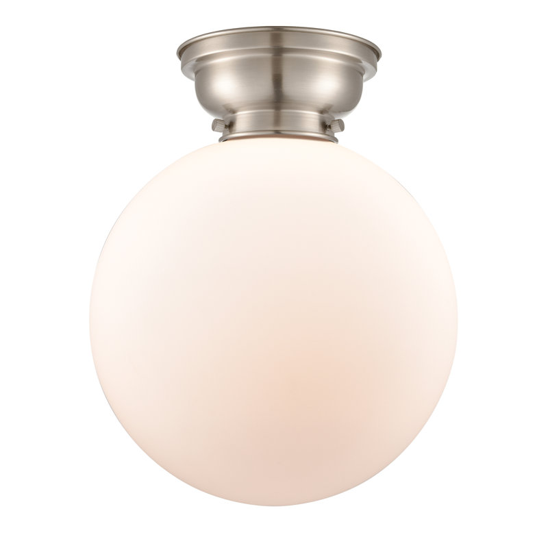 Plafonnier encastré 1 lampe 12 po Alstrom, Nickel poli, Blanc mat, DEL