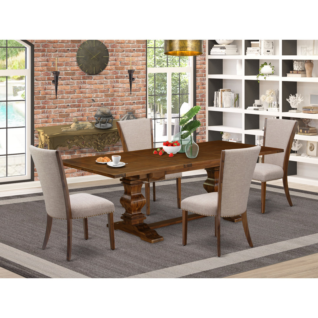 Lassale Removable Leaf Solid Wood Dining Set Luxe by East West Furniture Table 