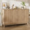 Buffet 55 po Seyla avec pieds en bois massif et 2 tablettes réglables, quatre portes cannelées courbées
