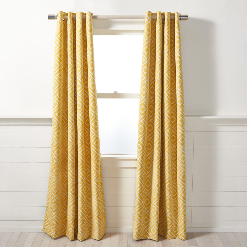Lella Polyester Room Darkening Curtain Single Panel, Yellow, 52" W x 84" L