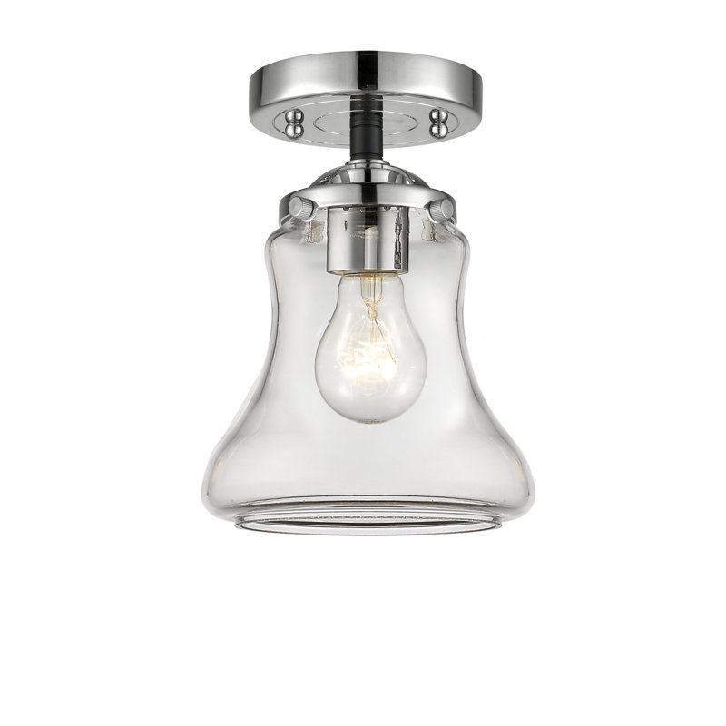 Plafonnier semi-encastré 1 lumière Edda, Ampoule non incluse, Transparent, Nickel poli noir
