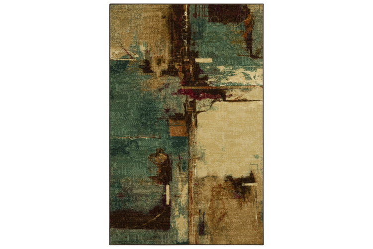 Abstract Blue/Beige/Brown Area Rug