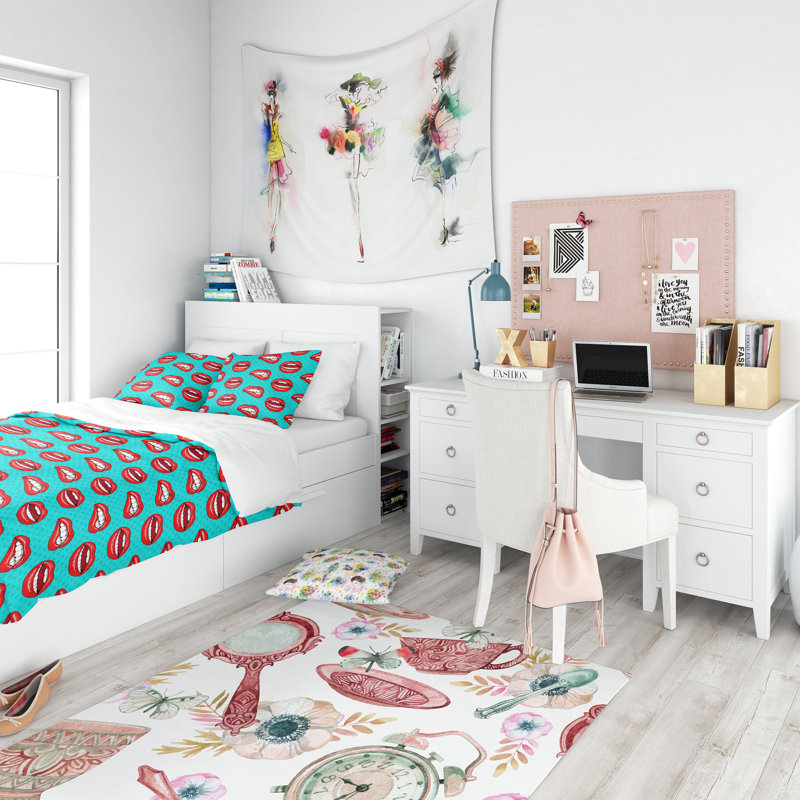 Ensemble de housse de couette lèvres, Housse simple + 1 taie décorative