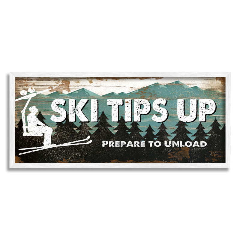 «Ski Tip Up Préparez-vous à décharger» - Impression sur toile, Giclée encadrée blanc bord de mer, H 30 po x l 13 po