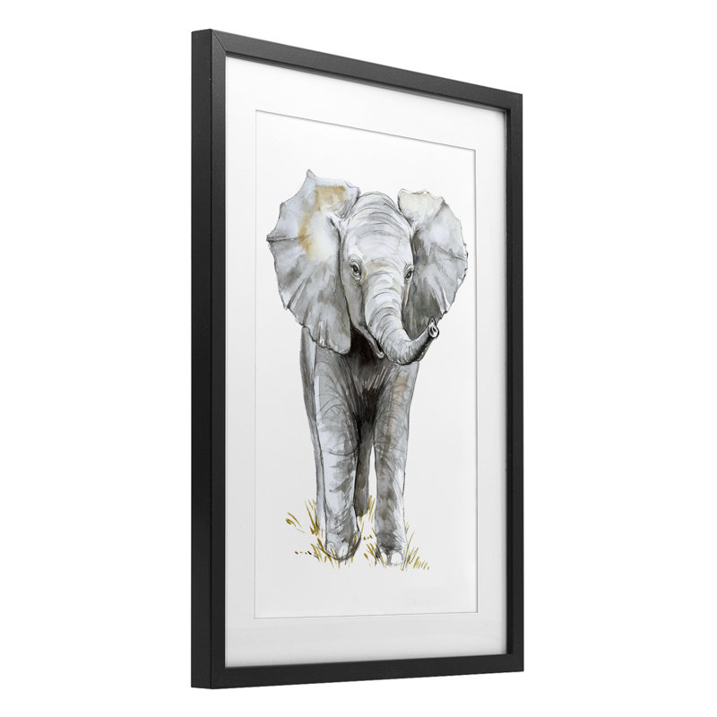 «Baby Elephant», reproduction encadrée simple sous verre, conception par Elena Markelova, H 20 po x l 14 po
