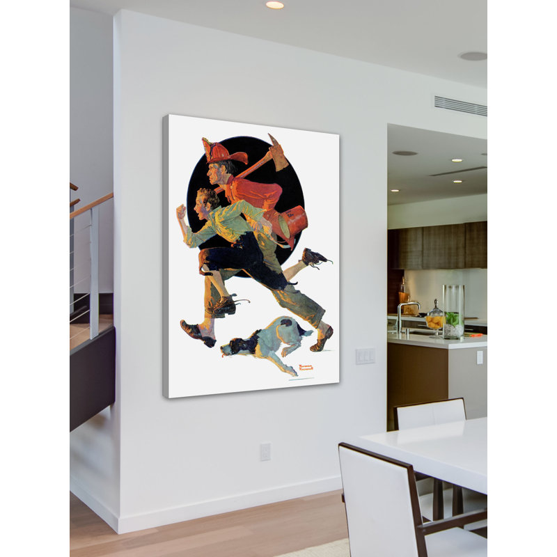 « to the rescue » par norman rockwell, reproduction d’art sur toile tendue, H 39 po x l 30 po