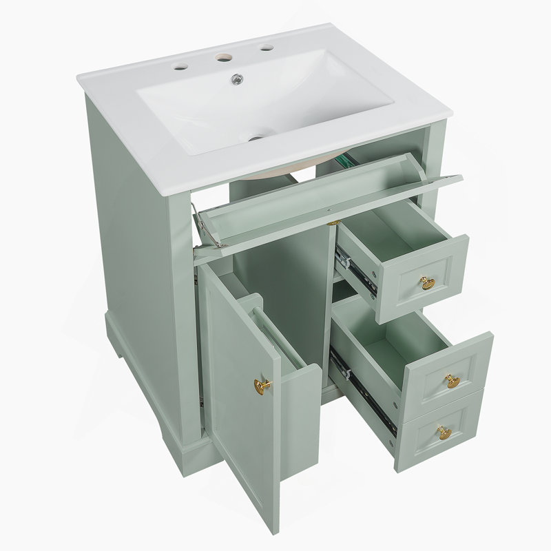 Meuble-lavabo de salle de bain avec lavabo, 3 tiroirs