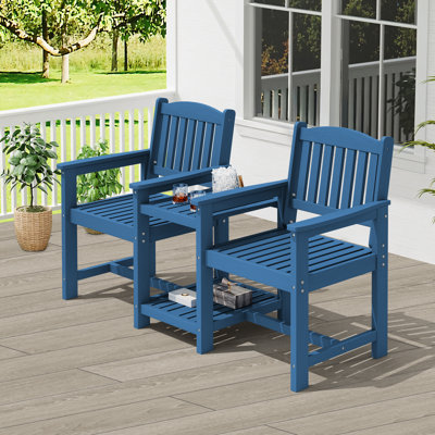 Chaise Adirondack d'extérieur en PEHD avec table double épaisseur