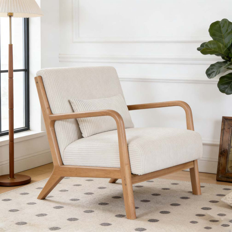 Wooden Lounge Chair, Beige 11