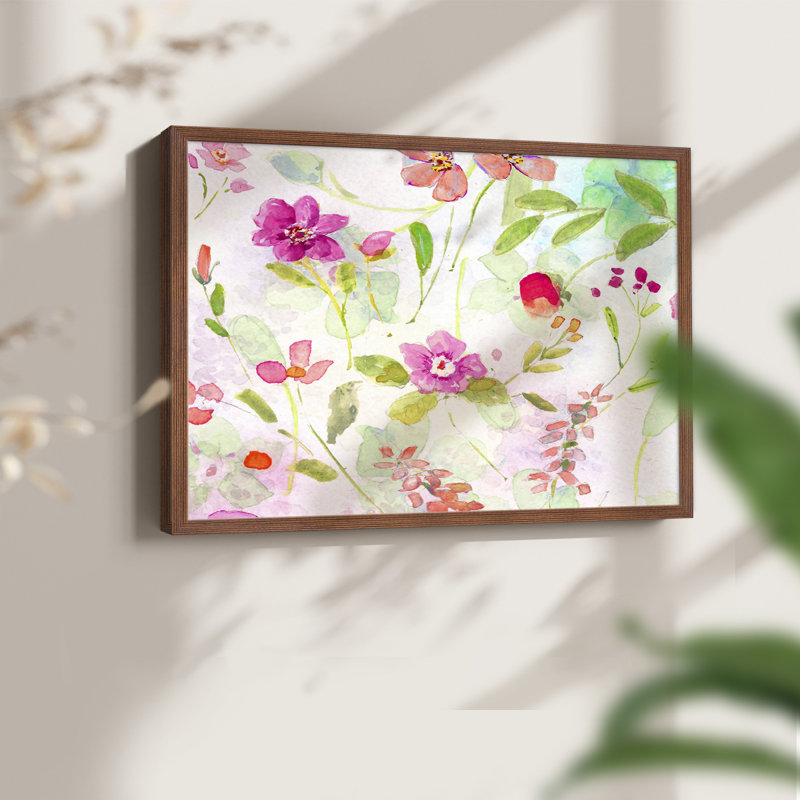 Jardin d'été - impression encadrée - réaménageable, H 8 po x l 10 po, Noyer