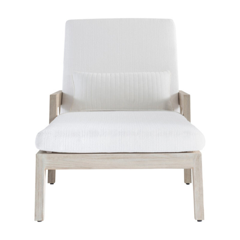 Altea 88.25" Long Teak Single Chaise with Cushions, Cream Linen 6025-002