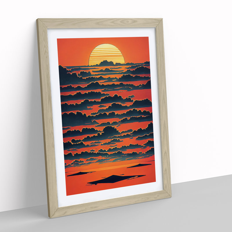 Unusual Sunset View - Wall Art, 48cm H x 36cm W, Oak Picture Frame, White