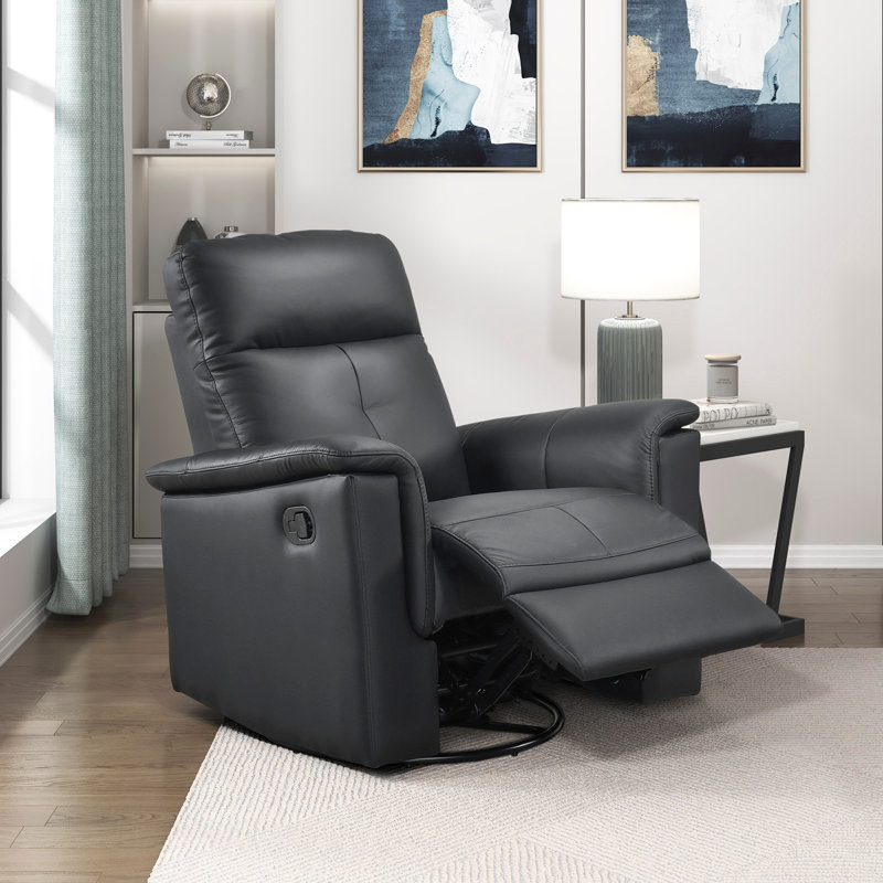 Fauteuil inclinable et pivotant en cuir, Noir