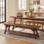 Banc de salle à manger en bois massif 63 pouces, banc de cuisine long rustique avec tablette de rangement inférieure, brun