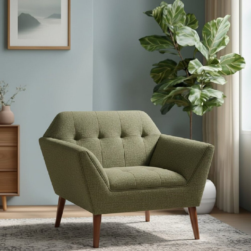Fauteuil rembourré Maxton Merrylite de 94 cm de large avec dossier capitonné, vert, Vert