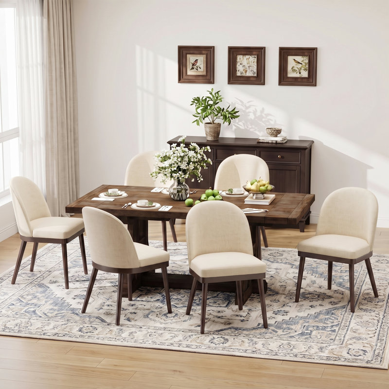 Chaises de salle à manger rembourrées, 6, Beige