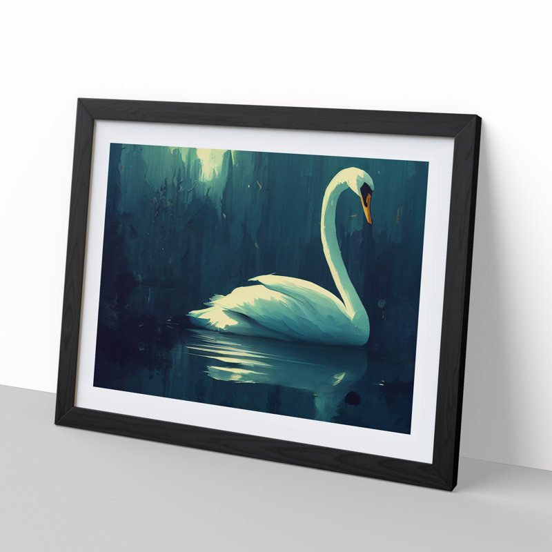 Swan Art Vol.6 - Single Picture Frame Painting, Black, 46cm H x 64cm W x 2cm D