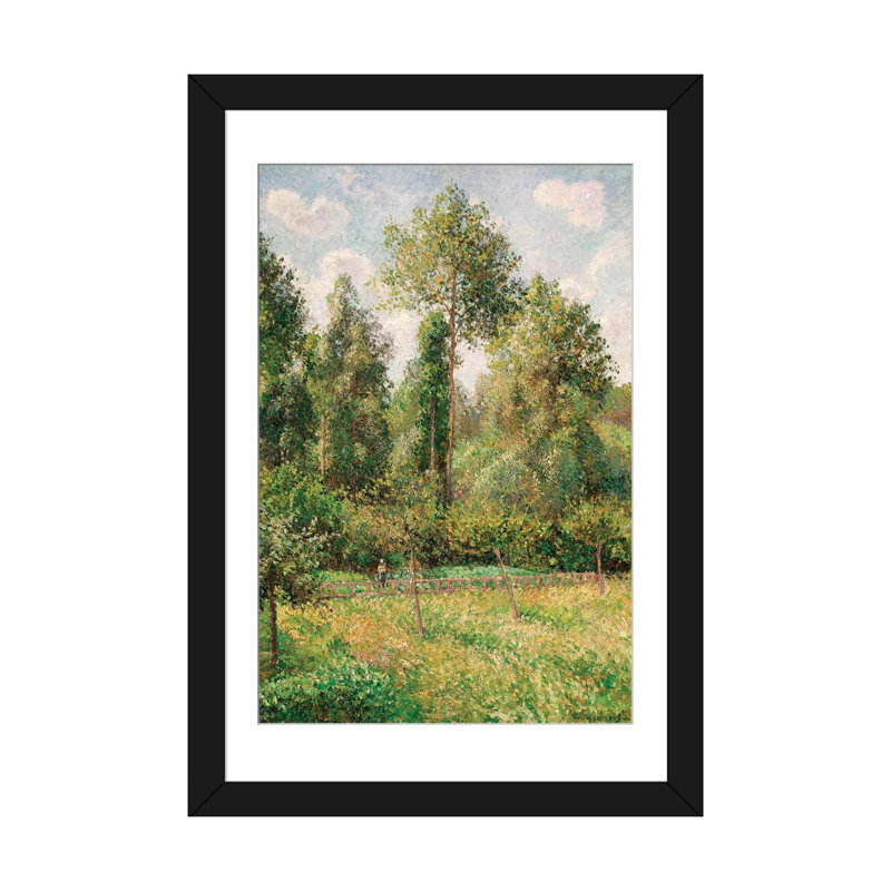 « poplars, eragny », reproduction sur toile, Papier beaux-arts encadré noir, Blanc, H 32 po x l 24 po x P 1 po