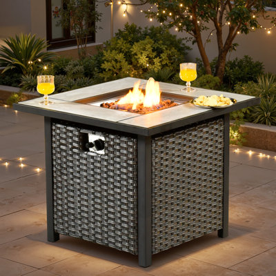 Allcot Steel Propane Outdoor Fire Pit Table With Lid