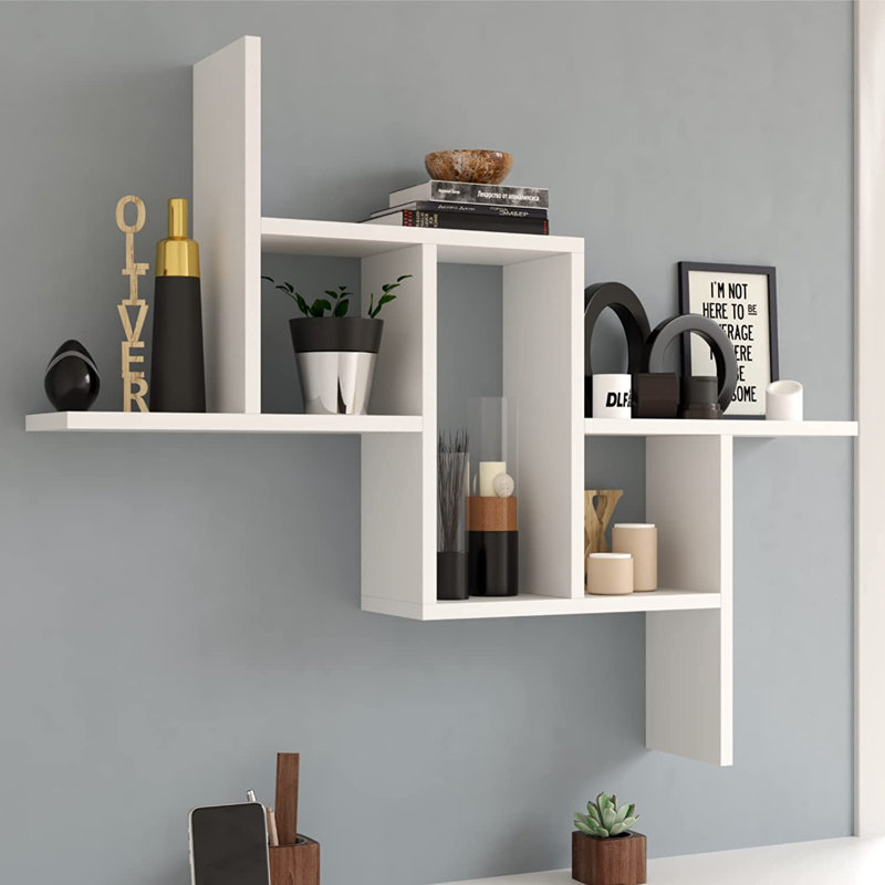 Kymel 6 Piece Floating Shelf with Hooks