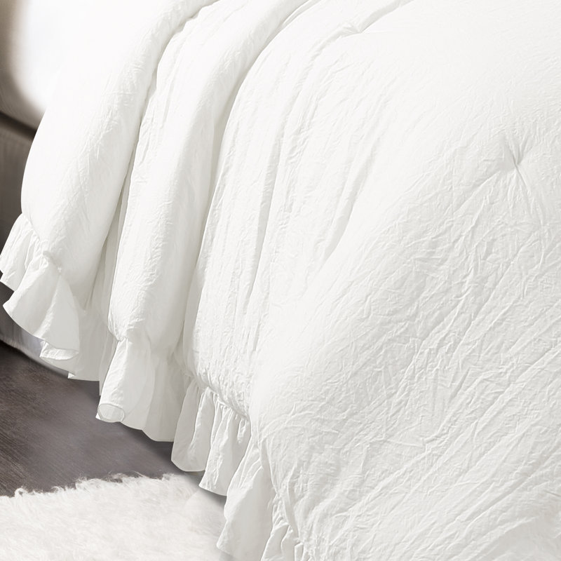 Reyna Microfiber 3 Piece Comforter Set, Full/Queen Comforter + 2 Standard Shams, Pure White