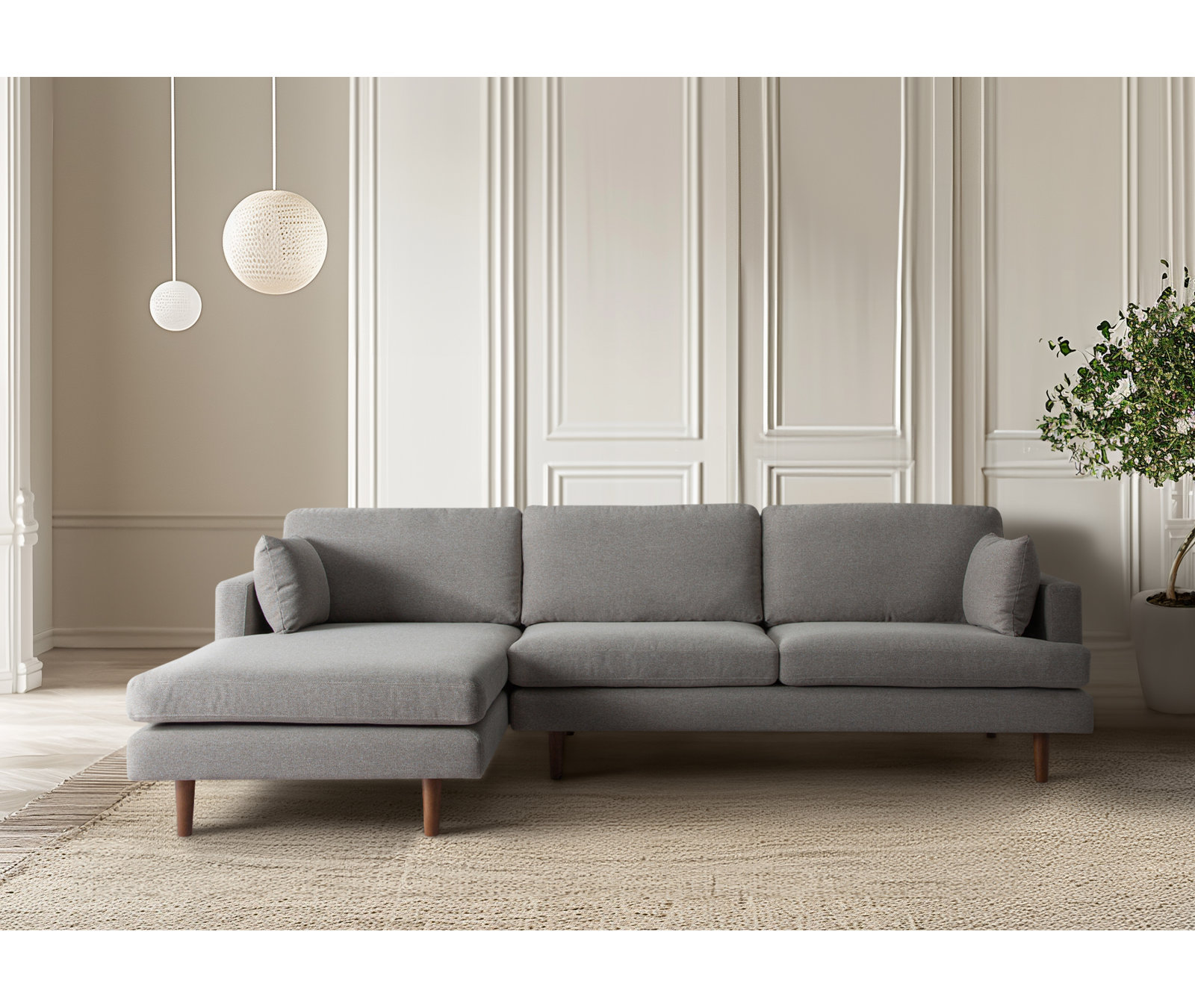 Laguna Upholstered Chaise L-Sectional, Left Hand Facing, Mushroom Performance Basketweave