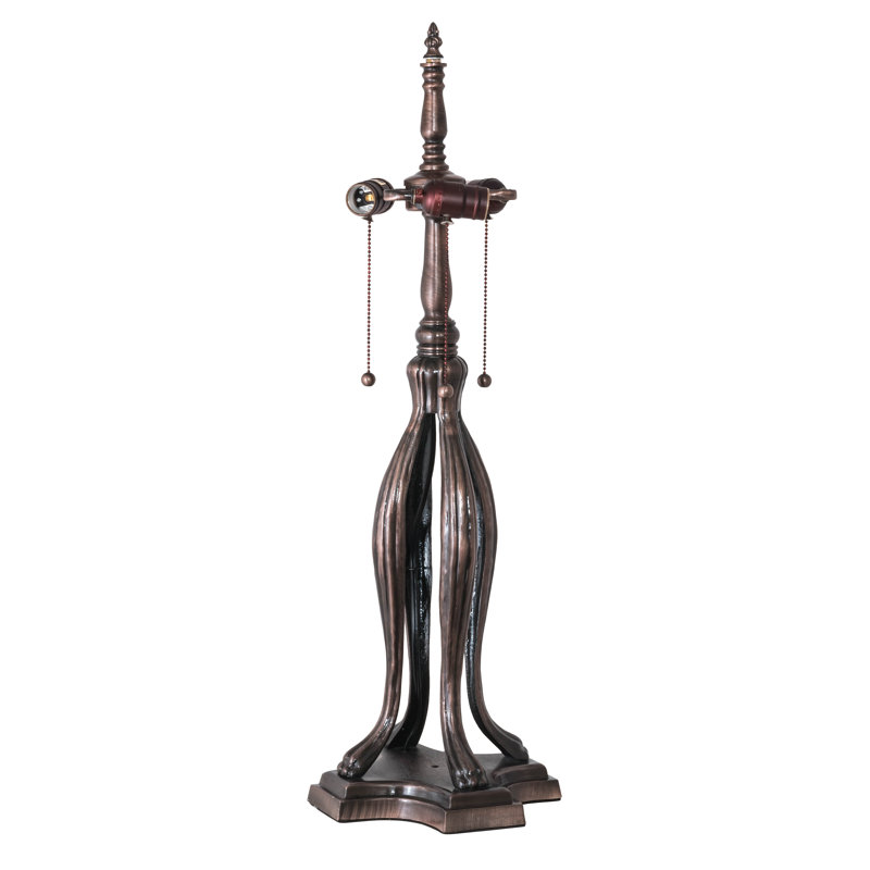 Meyda Tiffany & Stained Glass Table Lamp, Beige/Rudy/Green, 32" H x 20" W x 20" D