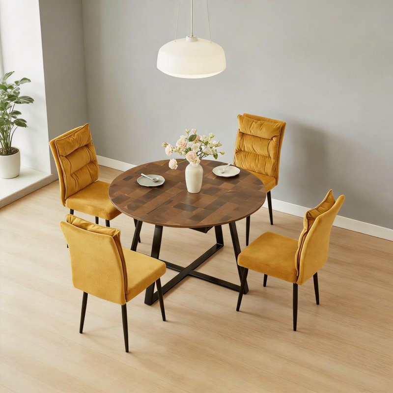 Dining Set, 4 Brown Chair