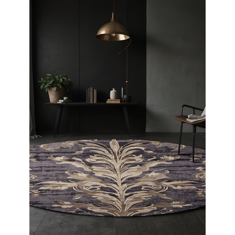 Machine Washable Gray Area Rug, Round 6'
