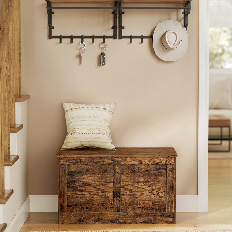 Storage Trunk With 2 Safety Hinges, Brown