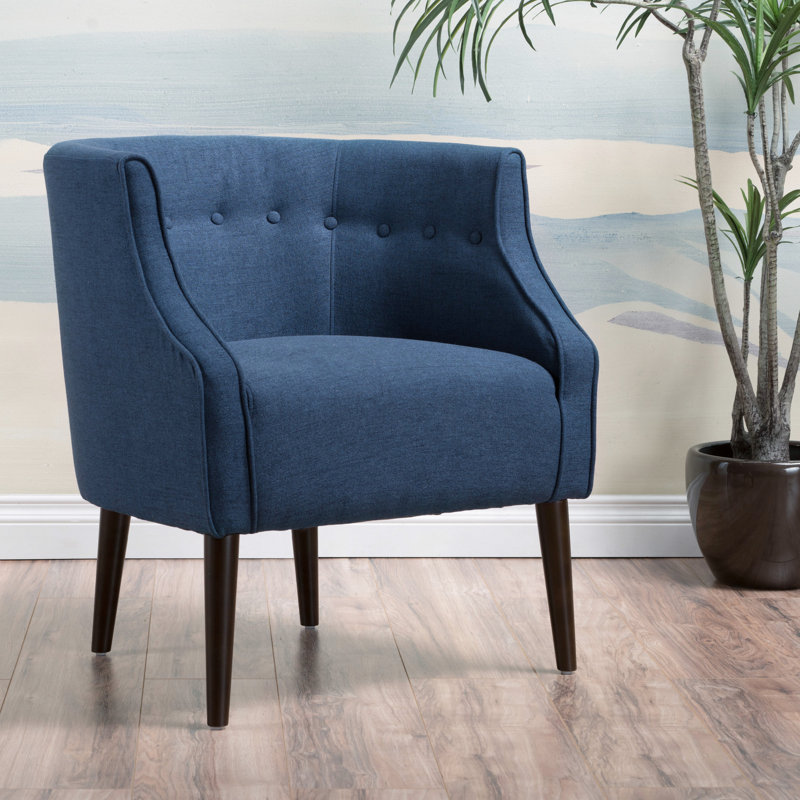 Élégant siège bleu marine - tissu, capitonnage à boutons, fauteuil club confortable en tissu recouvert de capitonnage