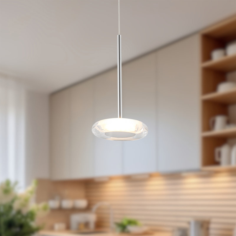 Stephord 1 - Light LED Pendant, Clear, Silver, Clear Glass